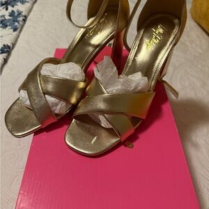Lilly Pulitzer Gold Heels for a Glamorous Look. New in box